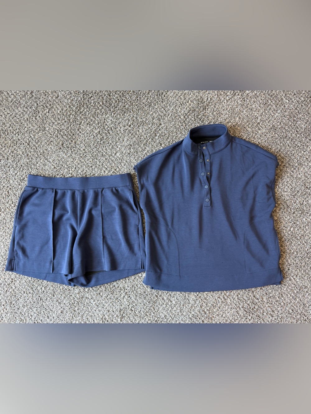 24/7 BY SOMA Modern Modal Quarter-Snap Short Sleeve Top & Shorts Set Deep Indigo